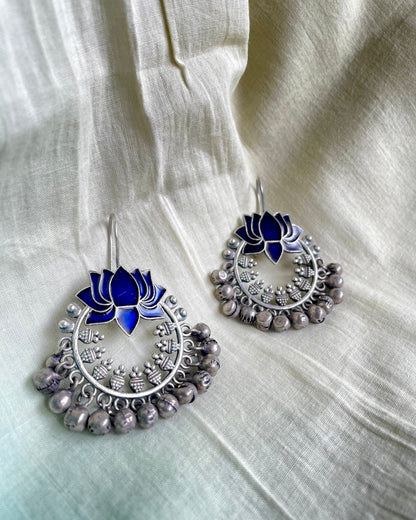 Padmavarna Meenakari Handpainted Hook Earrings