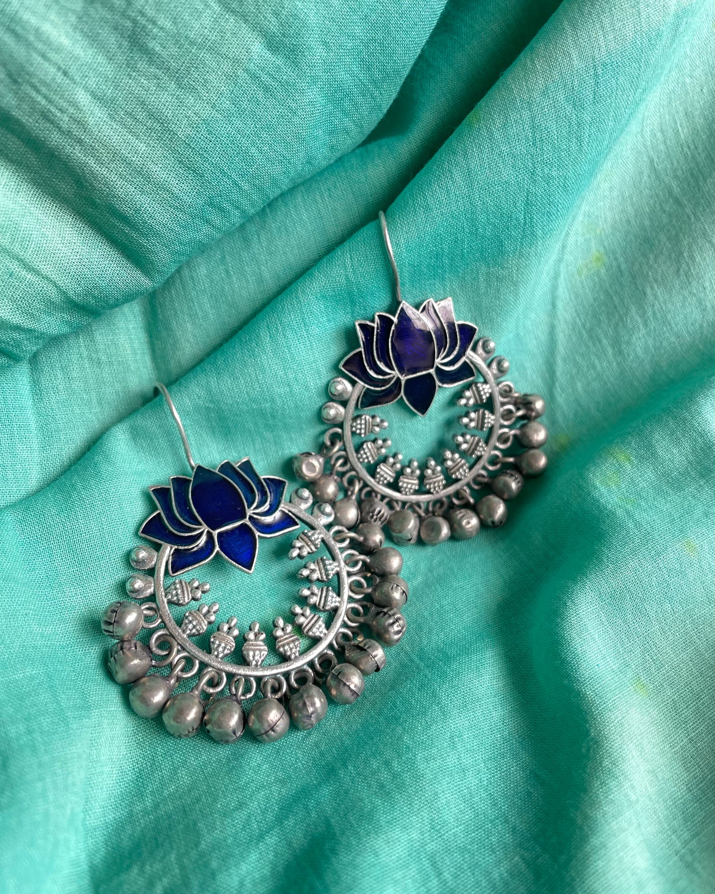 Padmavarna Meenakari Handpainted Hook Earrings