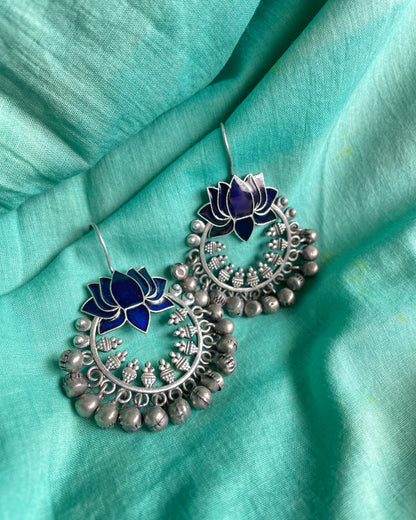Padmavarna Meenakari Handpainted Hook Earrings
