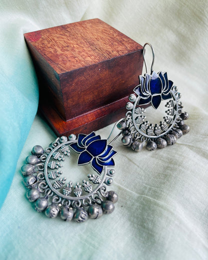 Padmavarna Meenakari Handpainted Hook Earrings