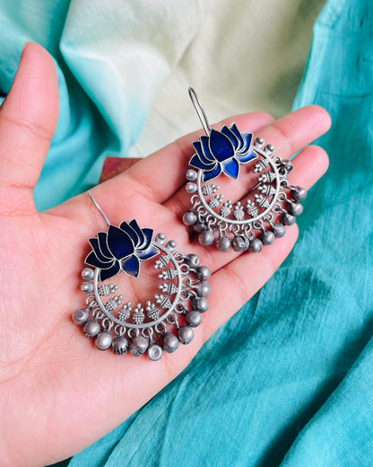 Padmavarna Meenakari Handpainted Hook Earrings