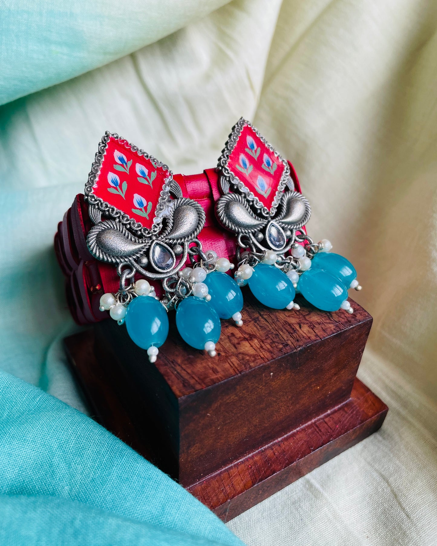 Miraaya Meenakari Handpainted Stud Earrings