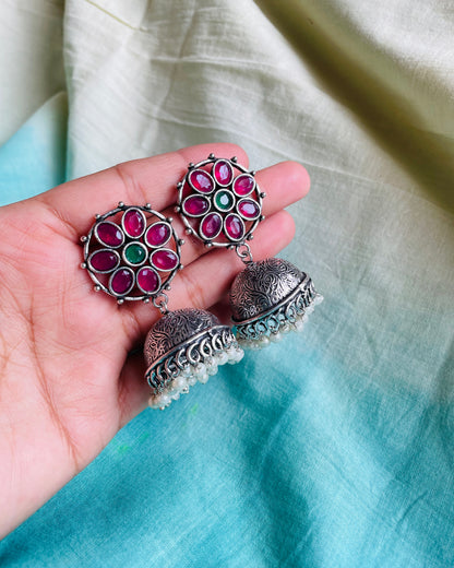 Chitrangi Multicolour Kemp Stone Jhumkas