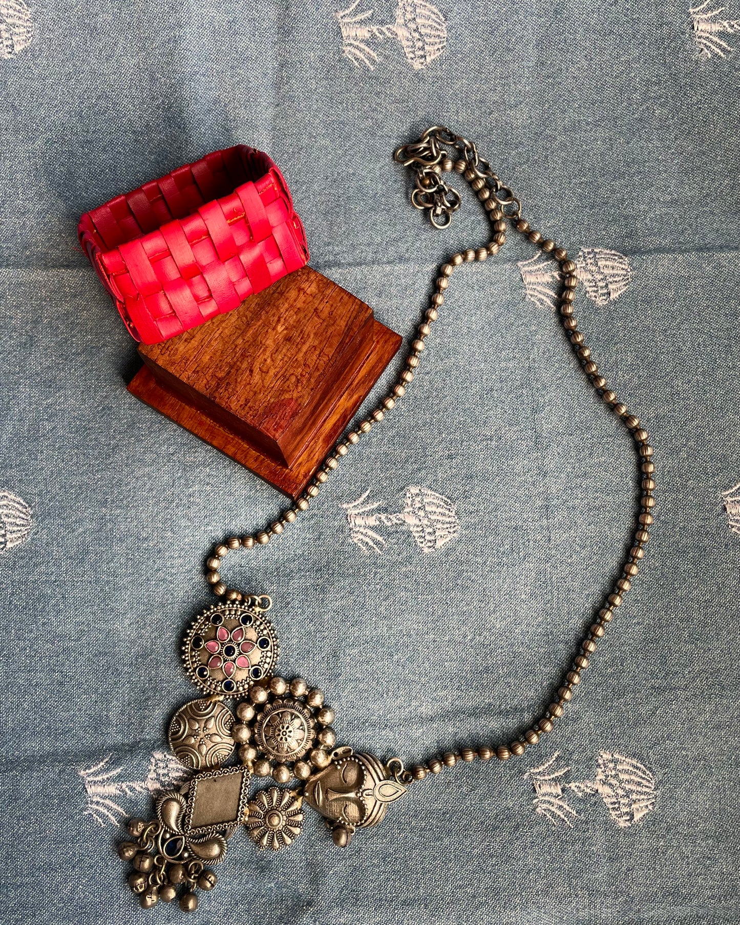 Vrindavan | Silver Plated Fusion Handcrafted Statement Necklace