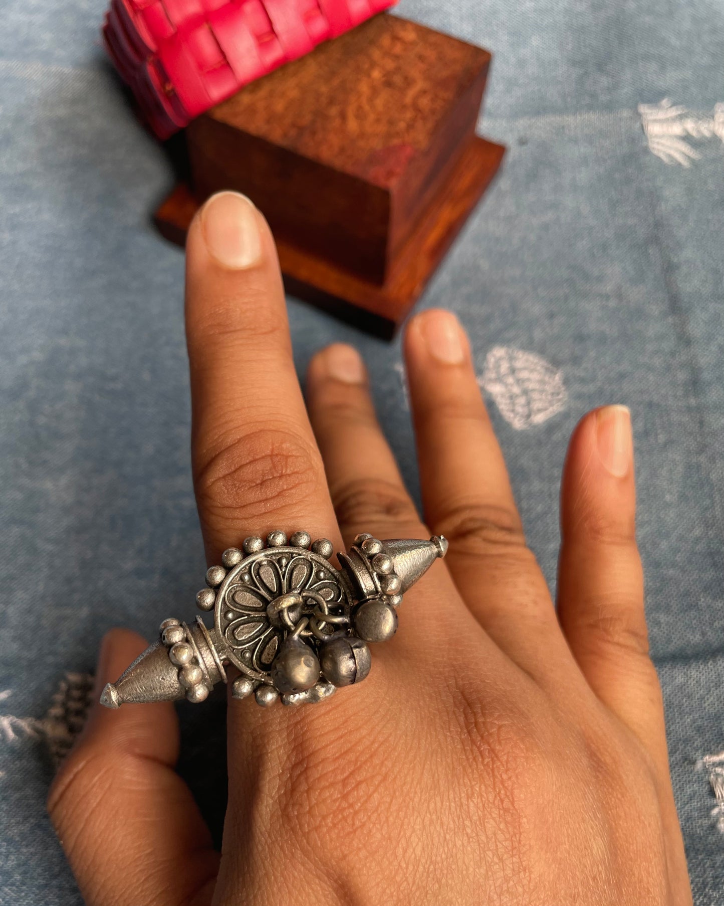 Medha | Silver Plated Oxidised Ring