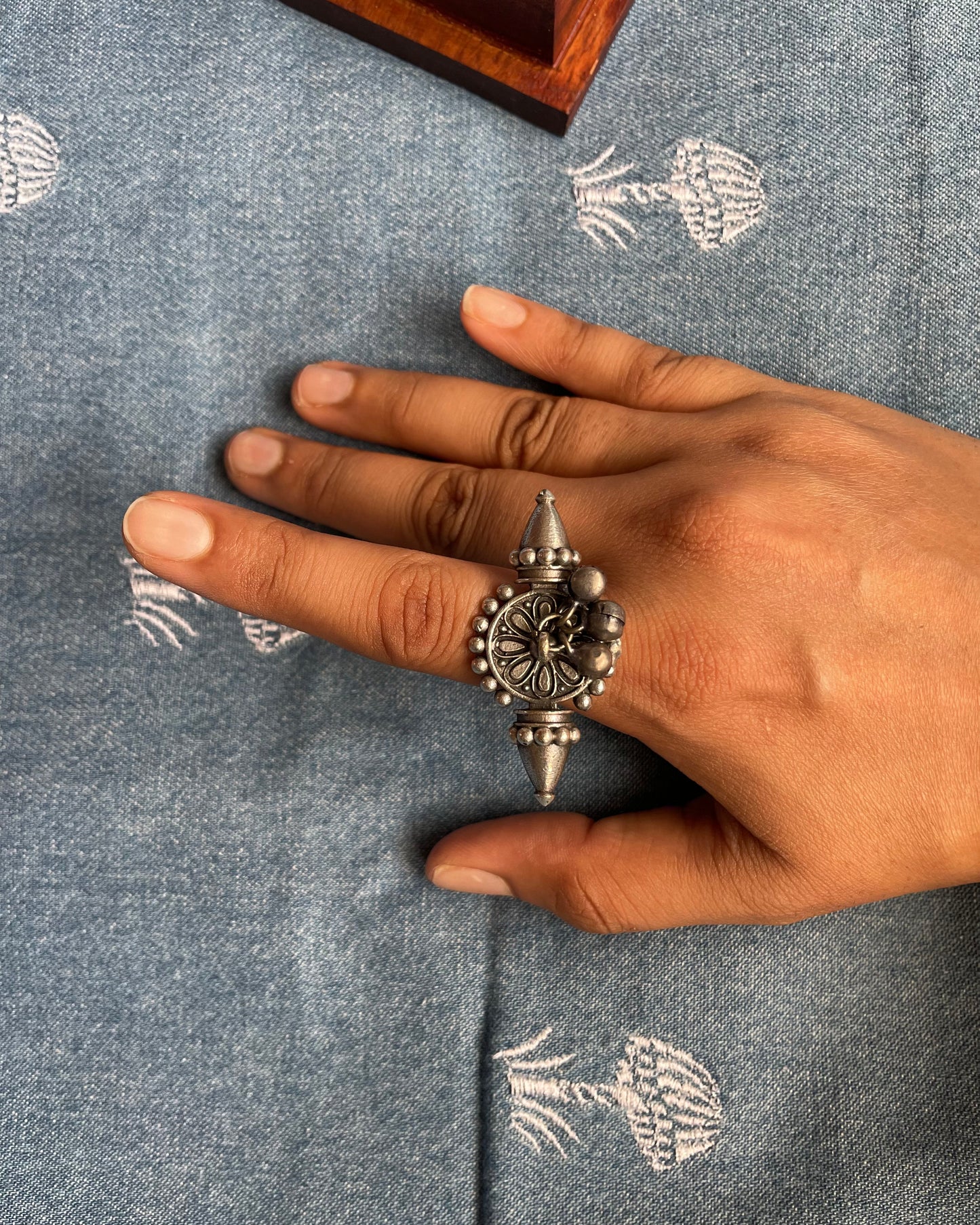 Medha | Silver Plated Oxidised Ring