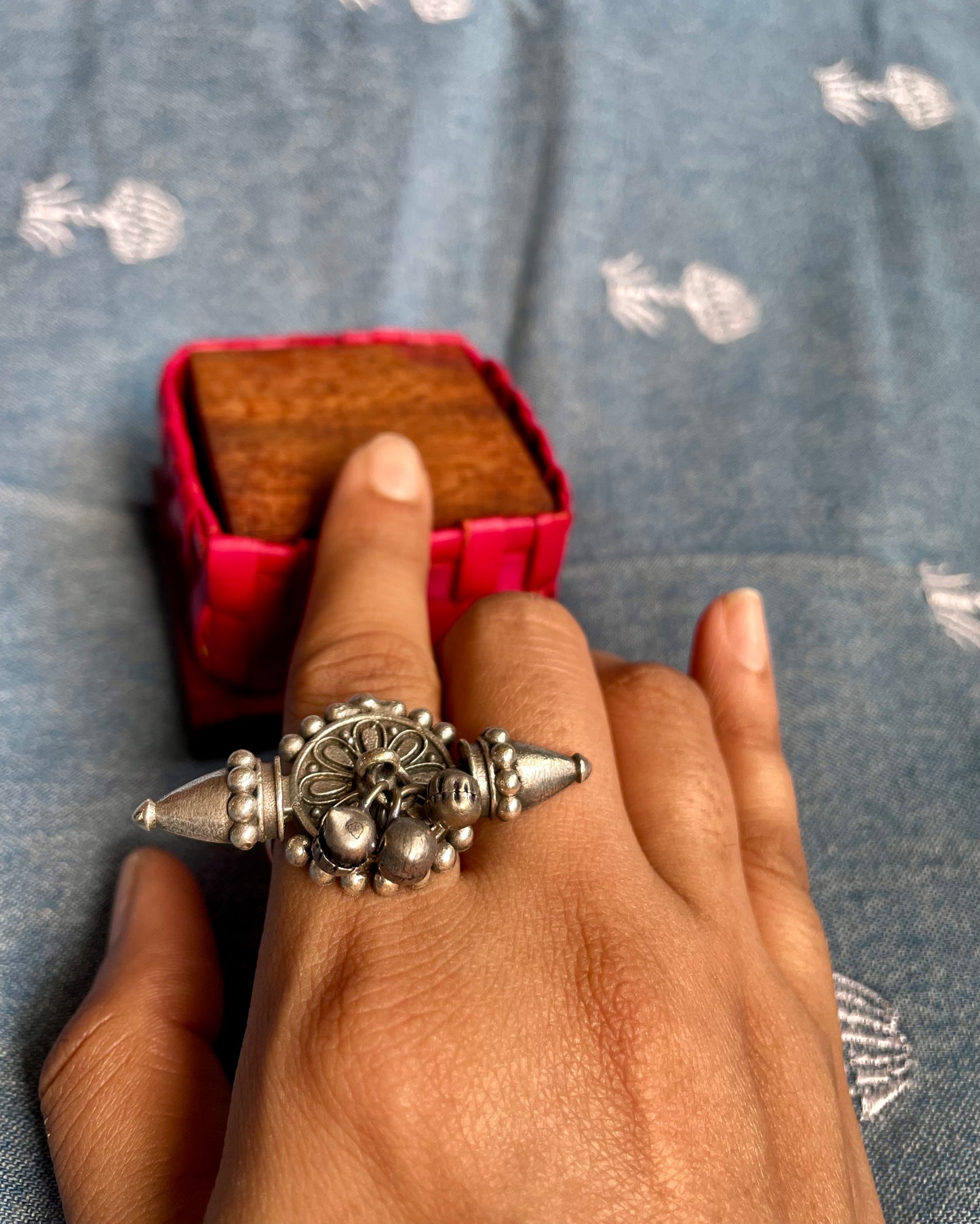 Medha | Silver Plated Oxidised Ring