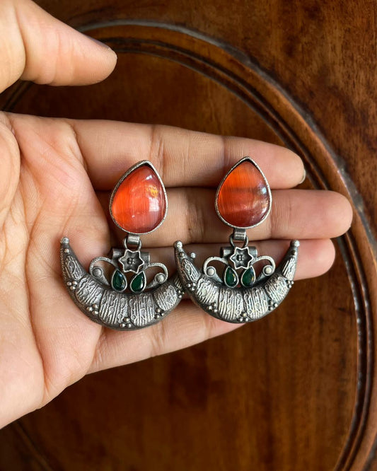 Earthsong Crescent Studs | Silver-Plated Statement Studs