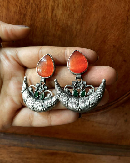 Earthsong Crescent Studs | Silver-Plated Statement Studs