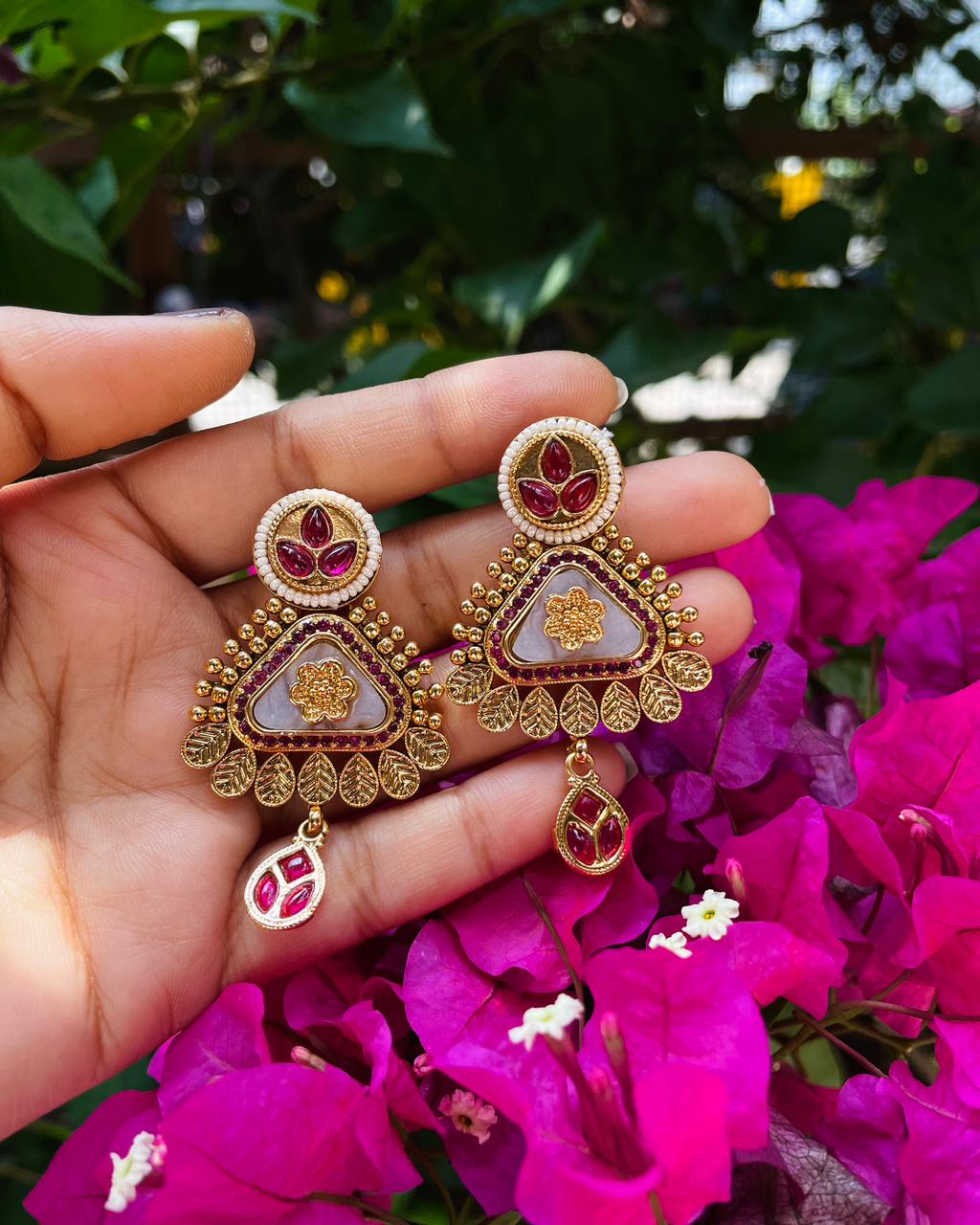Rudhraa | Temple-Inspired Kemp Earrings