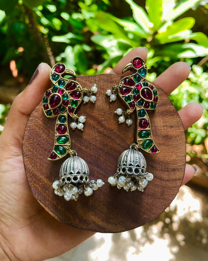 RatnaMayil | Temple-Inspired Kemp Jhumkis