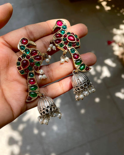 RatnaMayil | Temple-Inspired Kemp Jhumkis