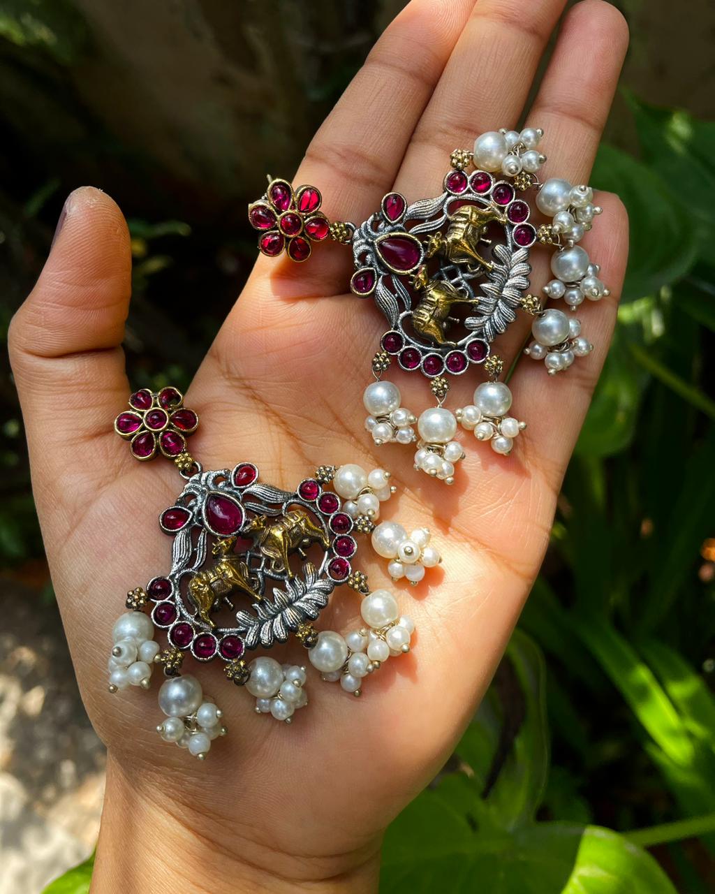 Nandi-Vaahana | Temple-Inspired Kemp Earrings