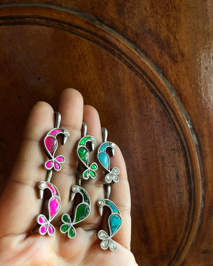 Mayuraa | Meenakari Kemp Bugadi by the कारीगर | Silver Plated