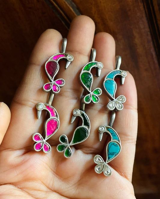 Mayuraa | Meenakari Kemp Bugadi by the कारीगर | Silver Plated