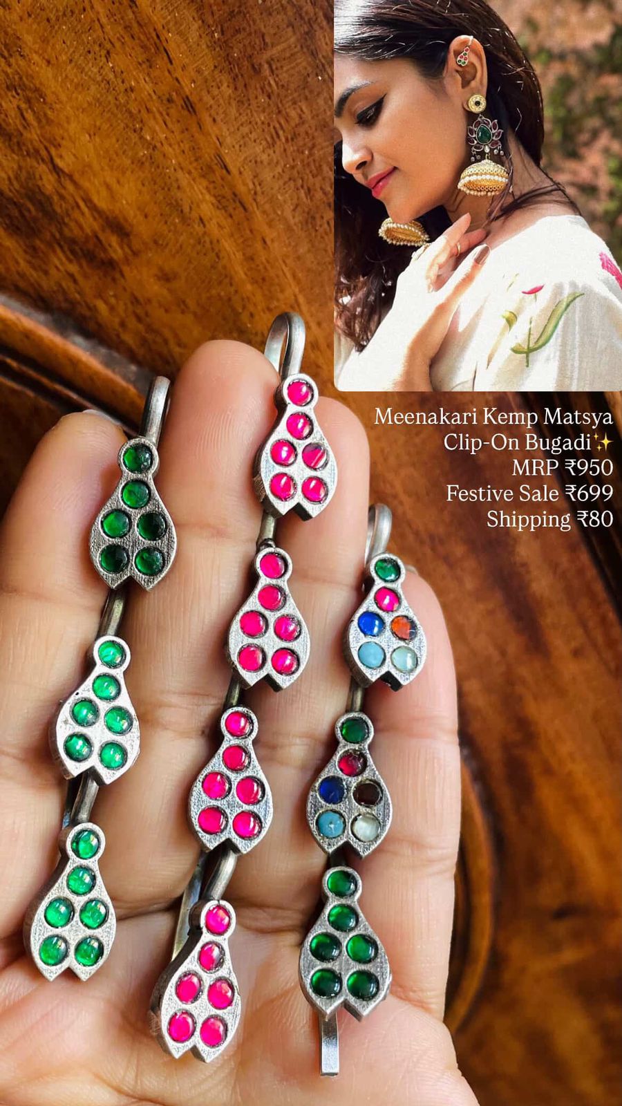 Matsya | Meenakari Kemp Bugadi by the कारीगर | Silver Plated