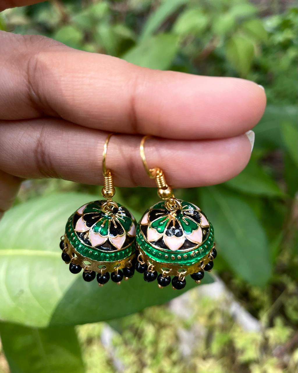 Tropical Greens | Jhumkas | The Meenakari Edit