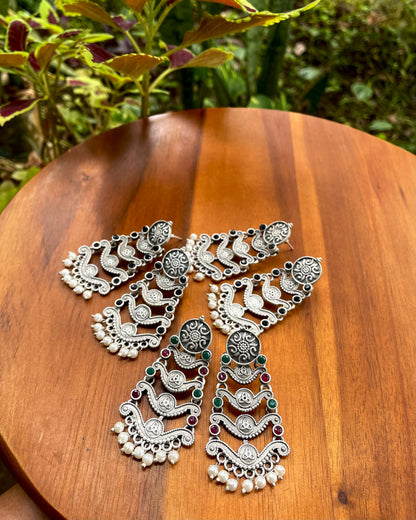 Chaturanga |Silver Plated Statement Studs