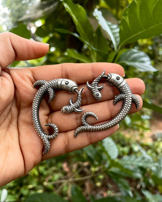 Double Catch | Silver-Plated Statement Studs