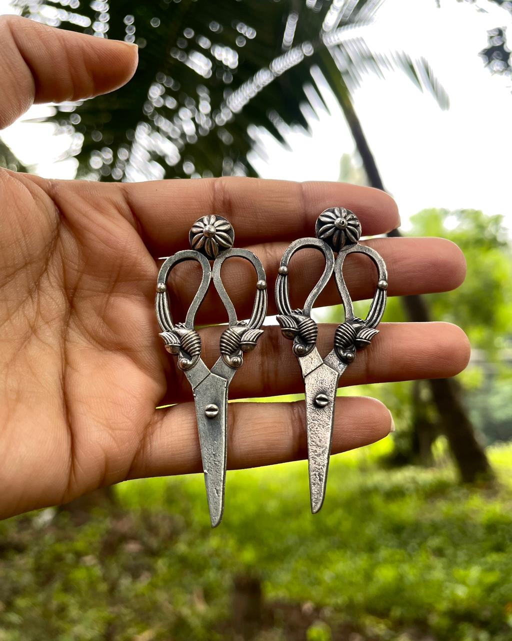 The Vintage Scissor | Silver-Plated Statement Studs