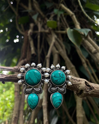 Pearl & Turq |Silver Plated Statement Studs