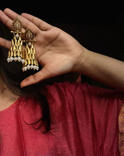 Muthuchippu | Antique Gold-Plated Earrings | Edit त्रिकाय
