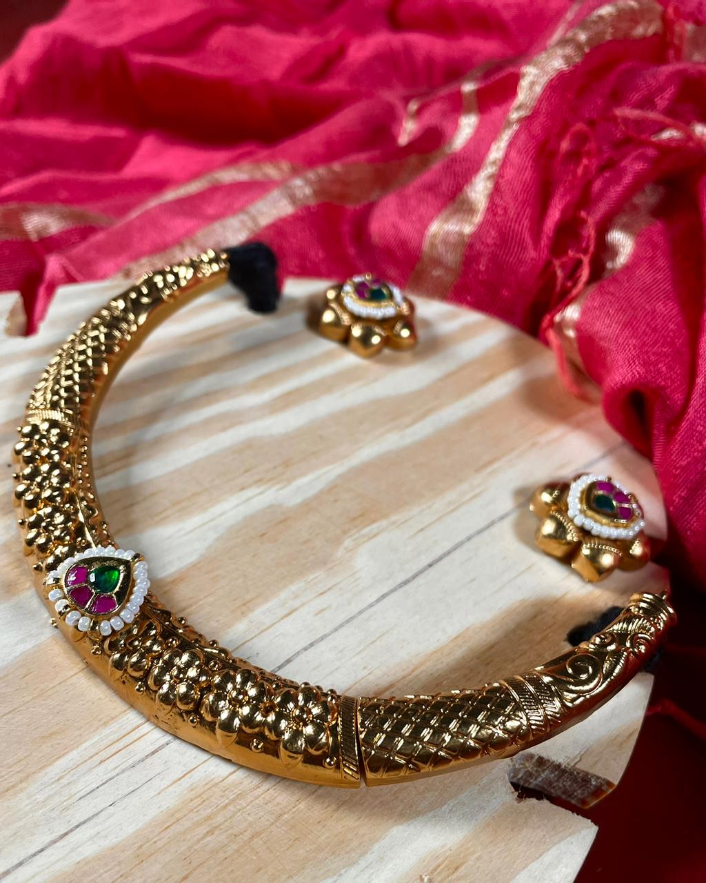 Swarna Chilambu Maala | Antique Heritage Inspired Choker Set | Edit त्रिकाय