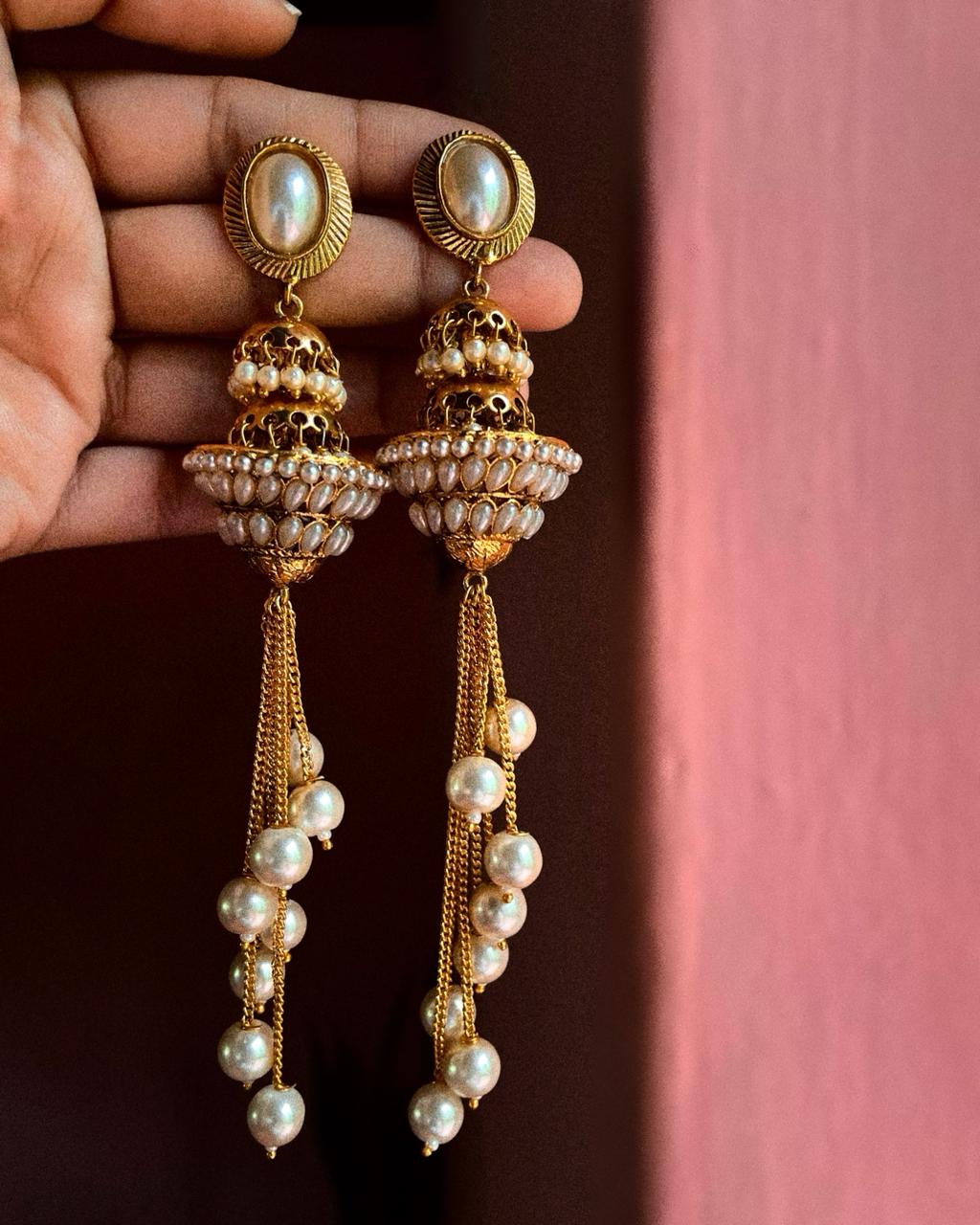 Muthucharam | Antique Gold-Plated Earrings | Edit त्रिकाय