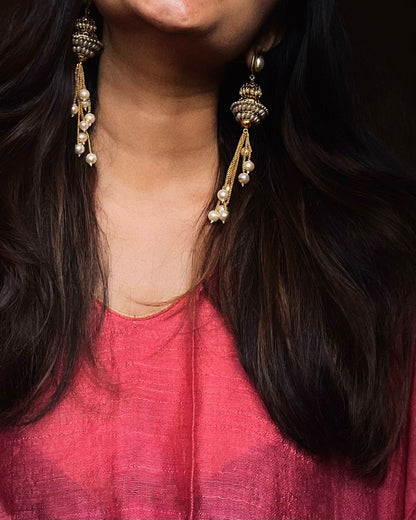 Muthucharam | Antique Gold-Plated Earrings | Edit त्रिकाय