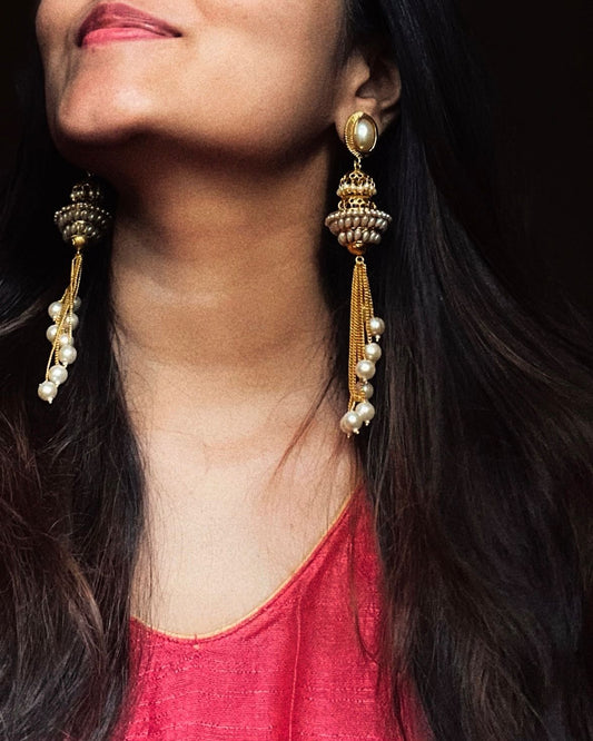 Muthucharam | Antique Gold-Plated Earrings | Edit त्रिकाय