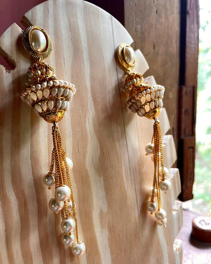 Muthucharam | Antique Gold-Plated Earrings | Edit त्रिकाय