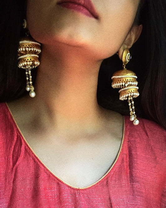 Kodamaatam | Antique Gold-Plated Jhumkas| Edit त्रिकाय