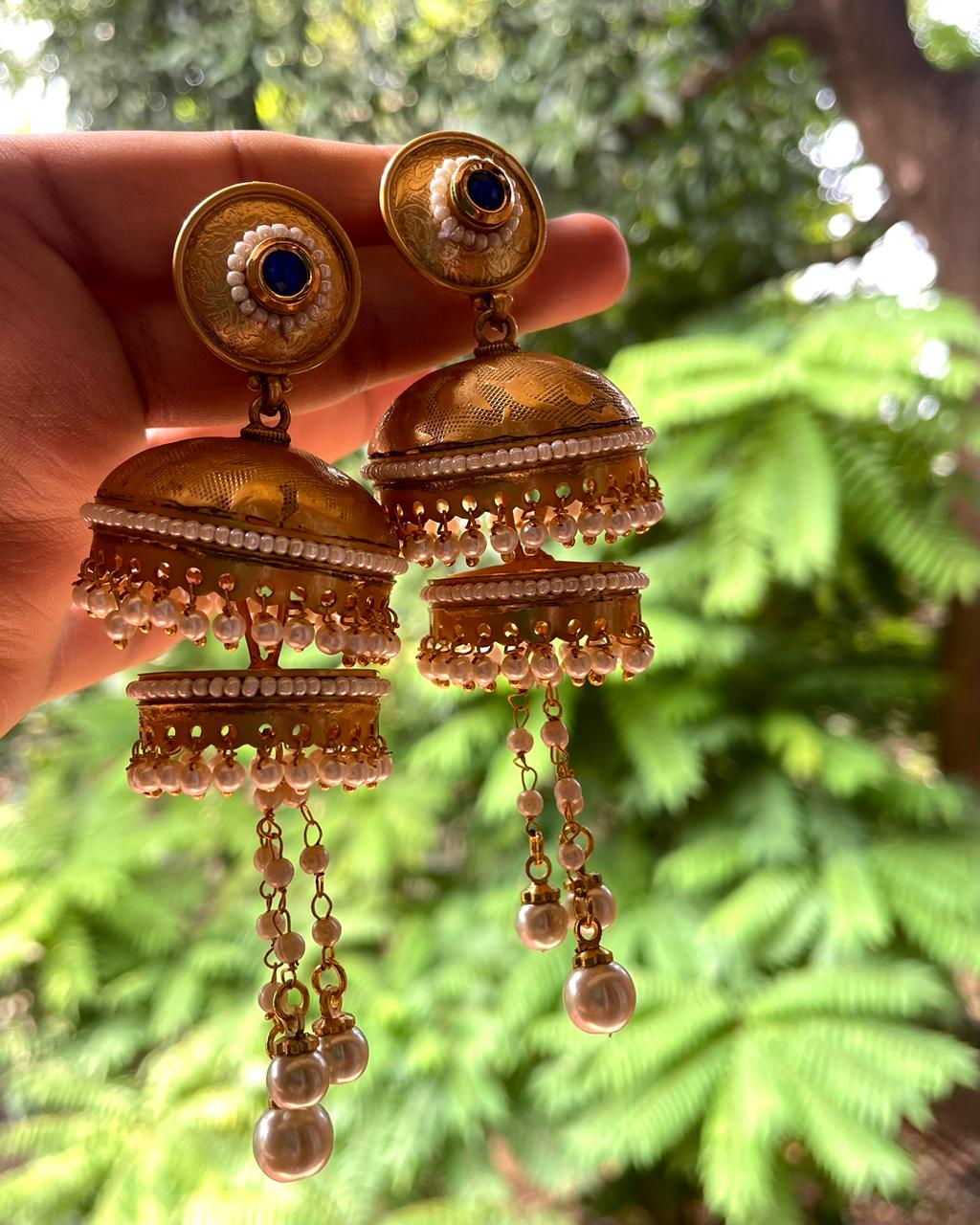 Kodamaatam | Antique Gold-Plated Jhumkas| Edit त्रिकाय