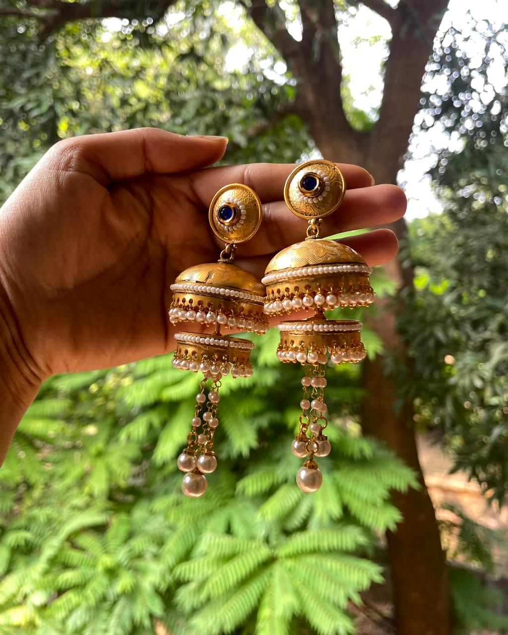 Kodamaatam | Antique Gold-Plated Jhumkas| Edit त्रिकाय