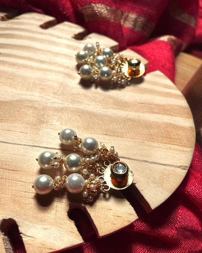 Pearl Cluster | Antique Gold-Plated Earrings | Edit त्रिकाय