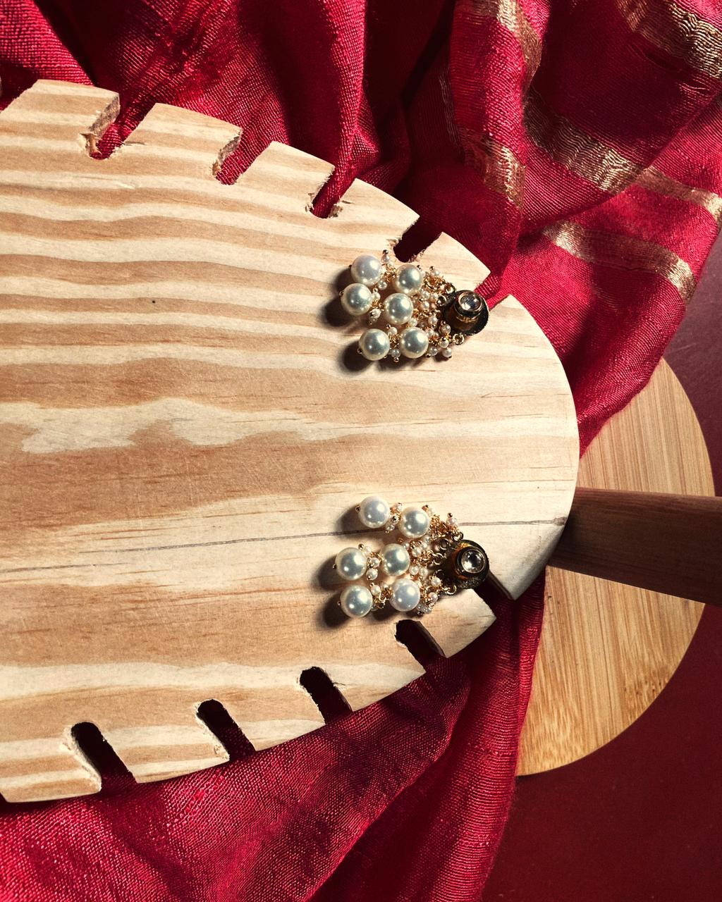 Pearl Cluster | Antique Gold-Plated Earrings | Edit त्रिकाय