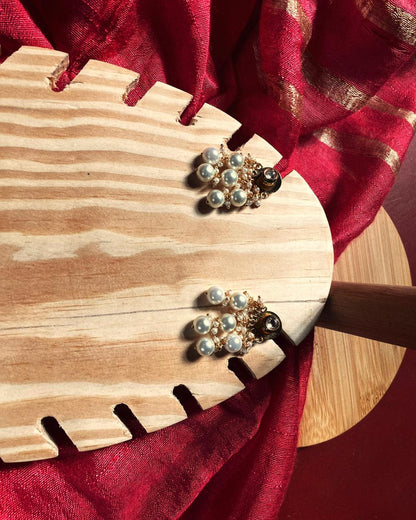 Pearl Cluster | Antique Gold-Plated Earrings | Edit त्रिकाय