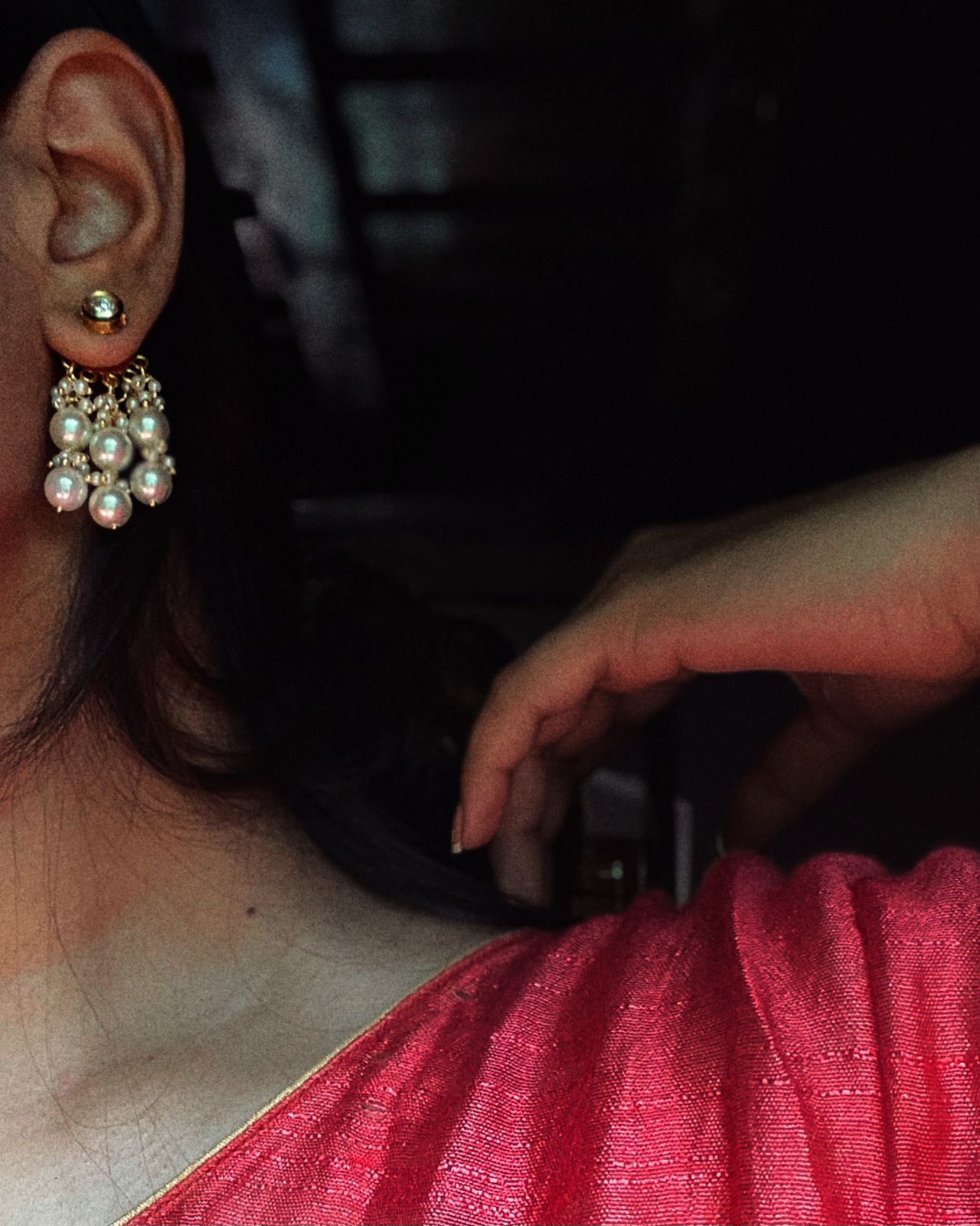 Pearl Cluster | Antique Gold-Plated Earrings | Edit त्रिकाय