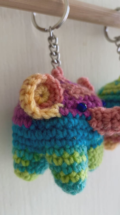 Hand-Crocheted Mini-Elephant Charm Keychains