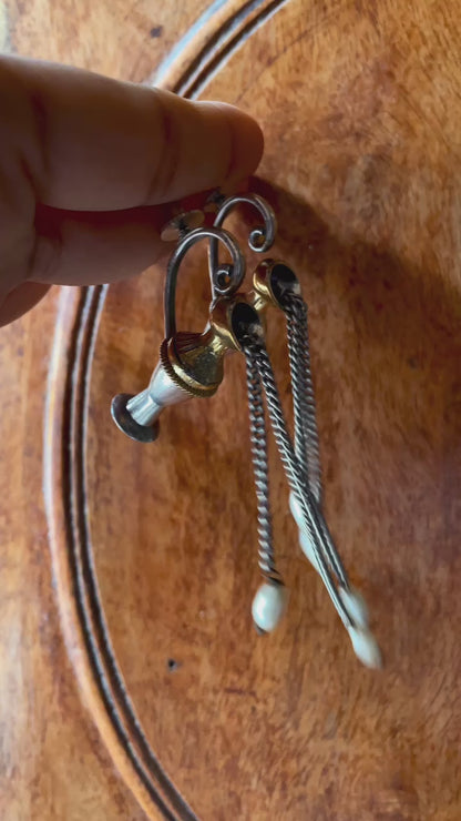 Amaara Vintage Vase | Silver Plated Statement Pearl Drops