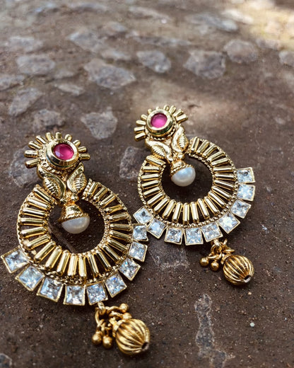 Light of the Temple | Antique Gold-Plated Earrings | Edit त्रिकाय