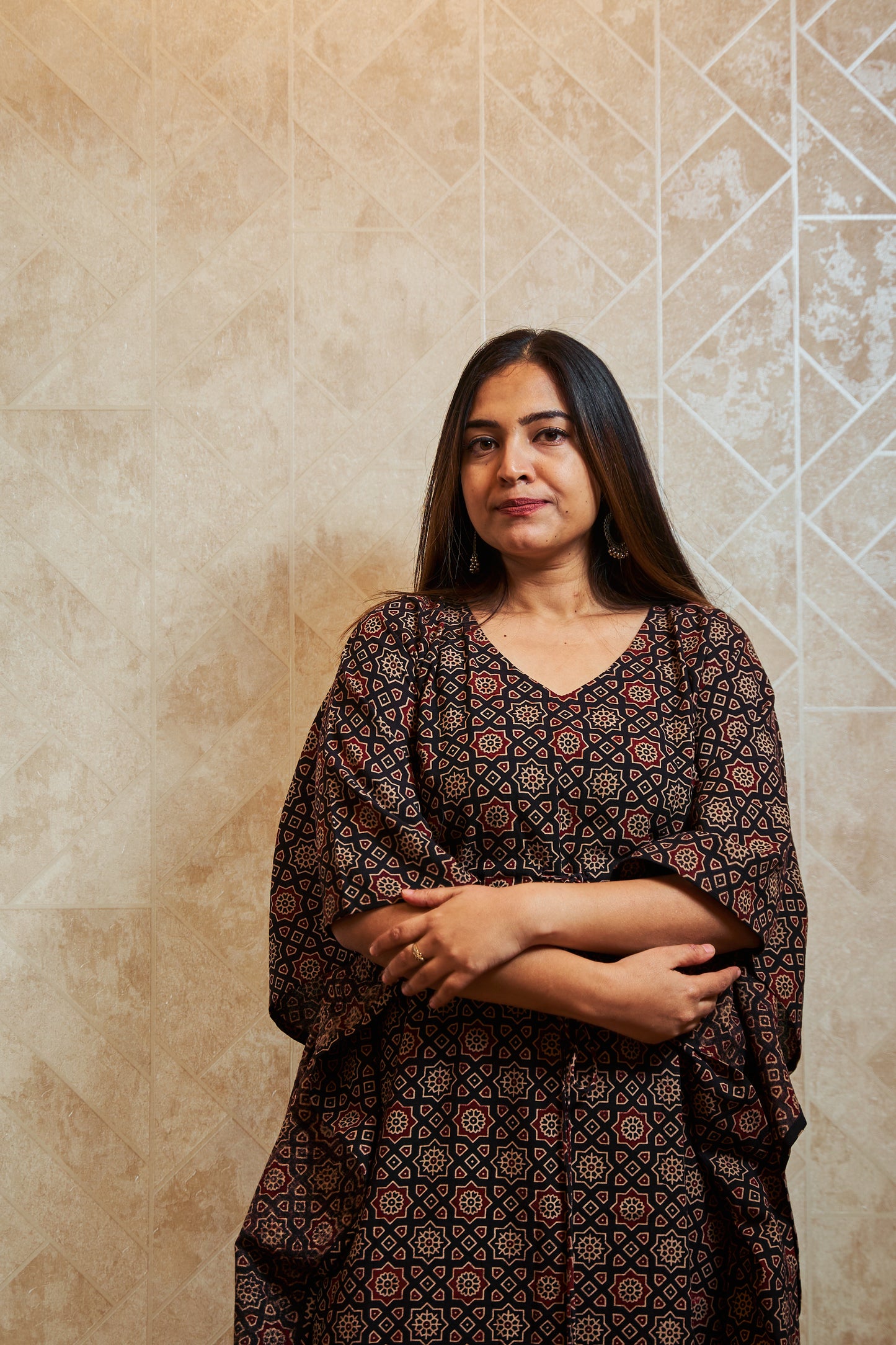 Ainiti Block-Printed Long Kaftan