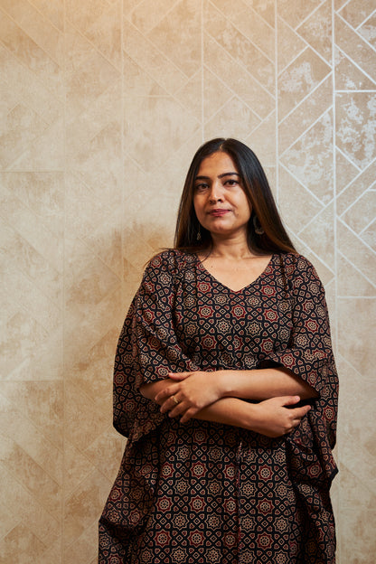 Ainiti Block-Printed Long Kaftan