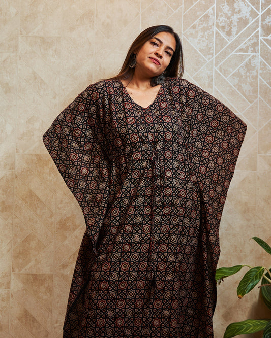 Ainiti Block-Printed Long Kaftan
