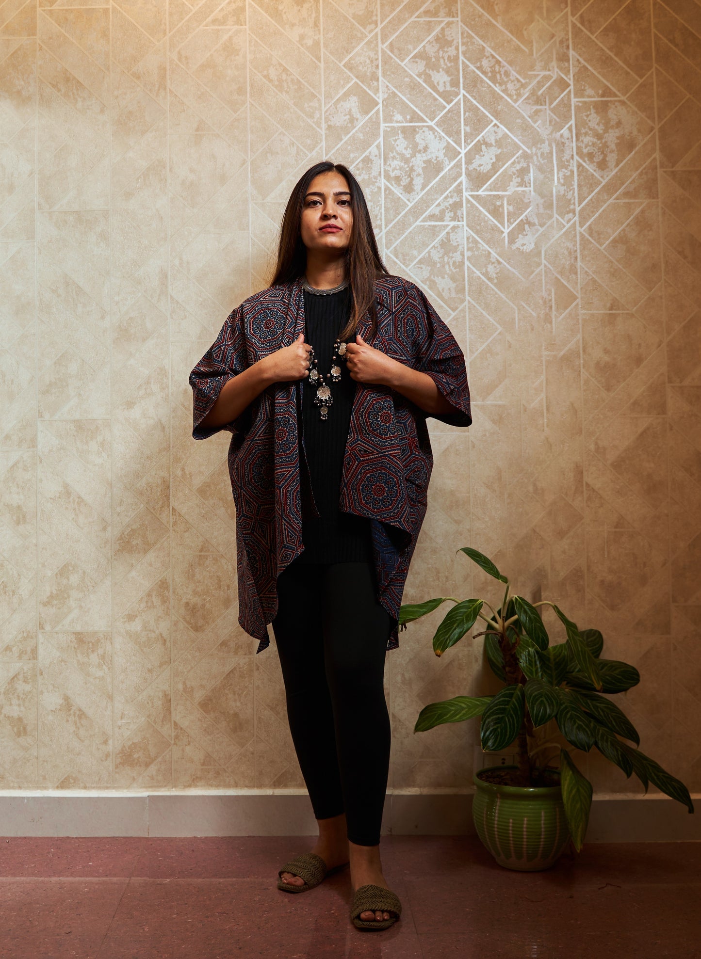 Taani Kimono-inspired Assymetric Cape