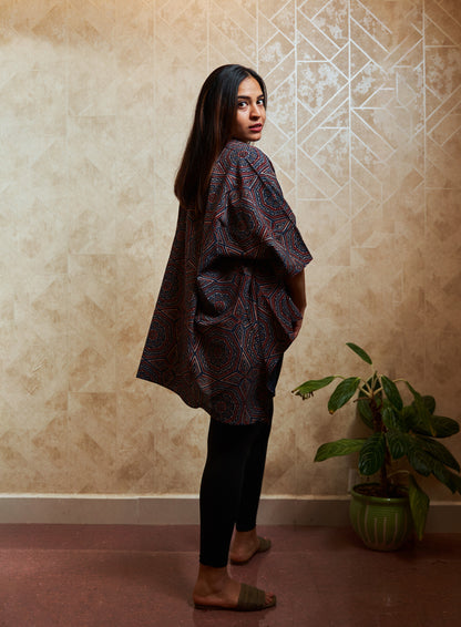 Taani Kimono-inspired Assymetric Cape