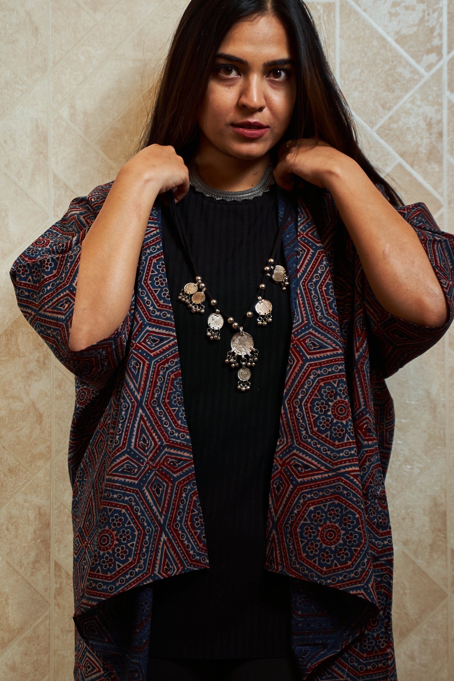 Taani Kimono-inspired Assymetric Cape