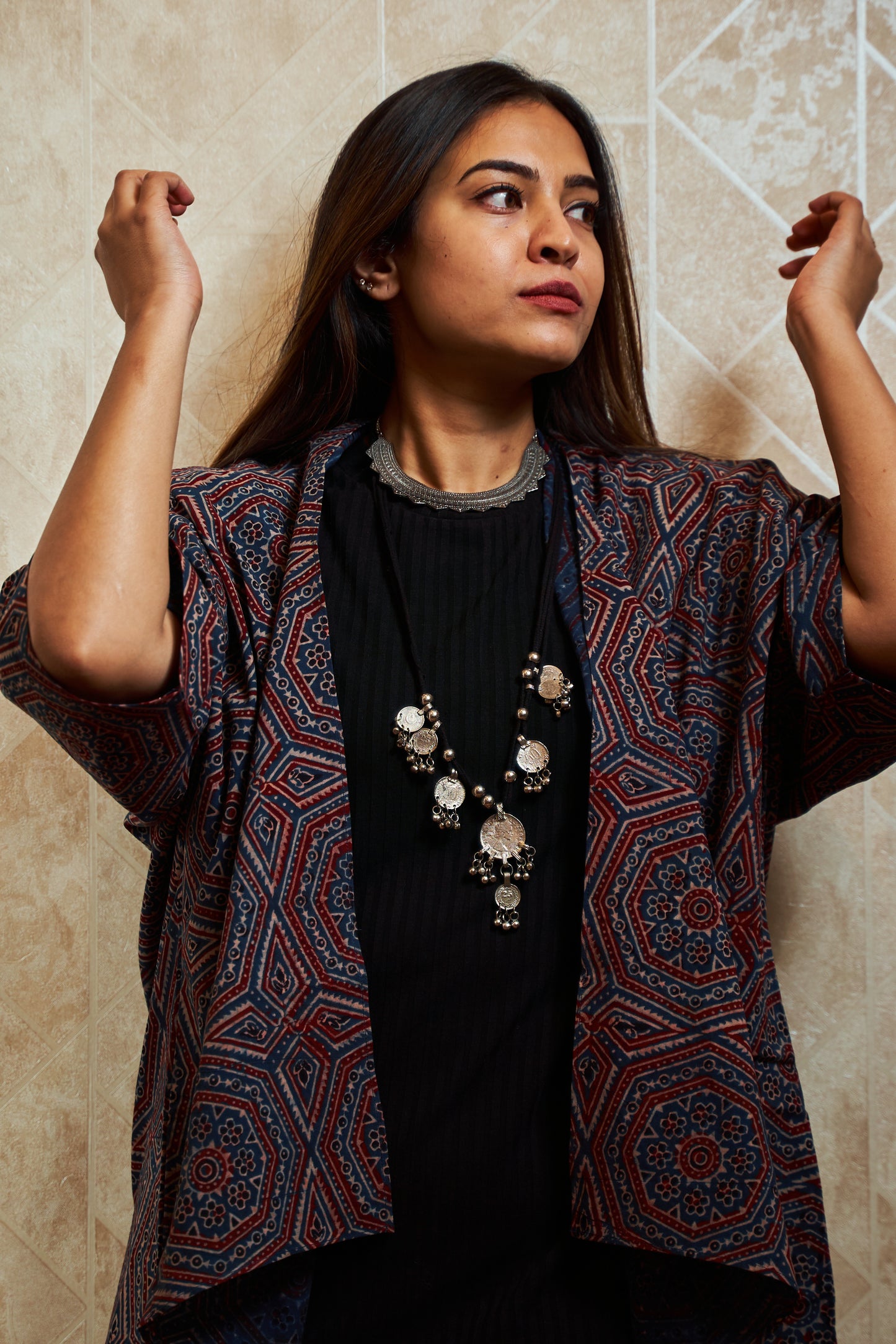 Taani Kimono-inspired Assymetric Cape