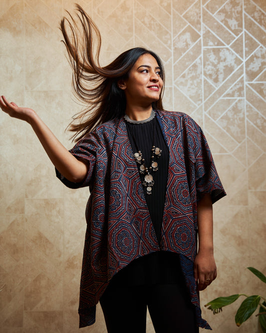 Taani Kimono-inspired Assymetric Cape