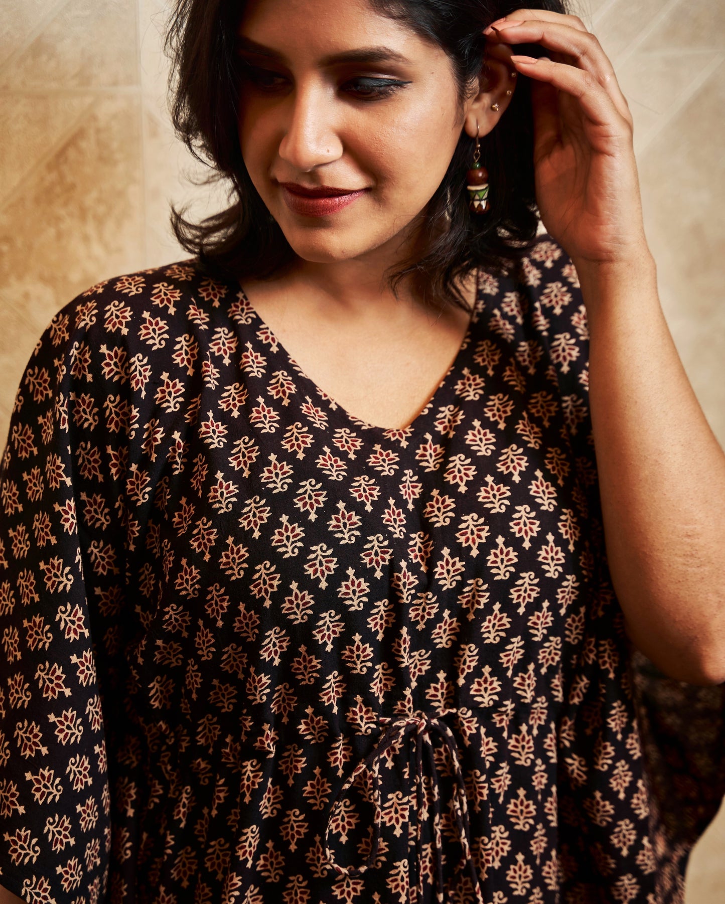 Aarvee Block-Printed Long Kaftan